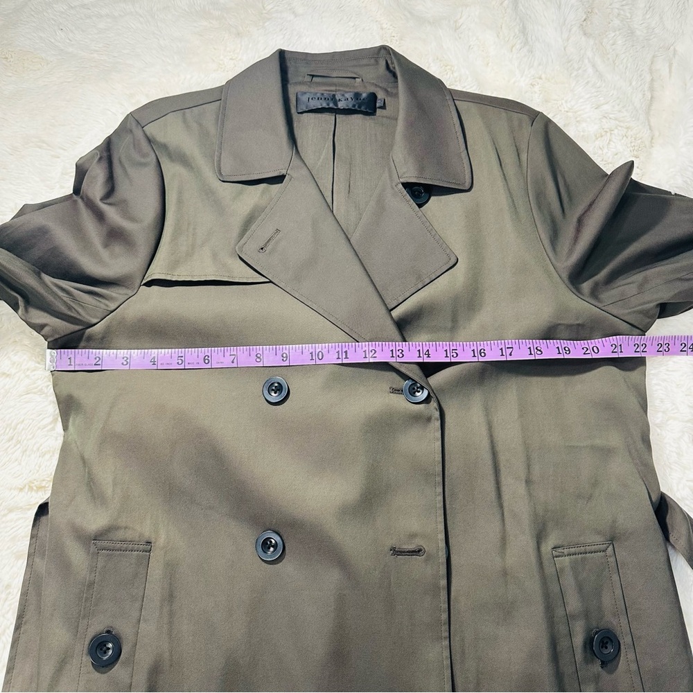 JENNI KAYNE Dark Loden Green Trench Coat XL Double Breasted Classic Fall capsule - Picture 10 of 12